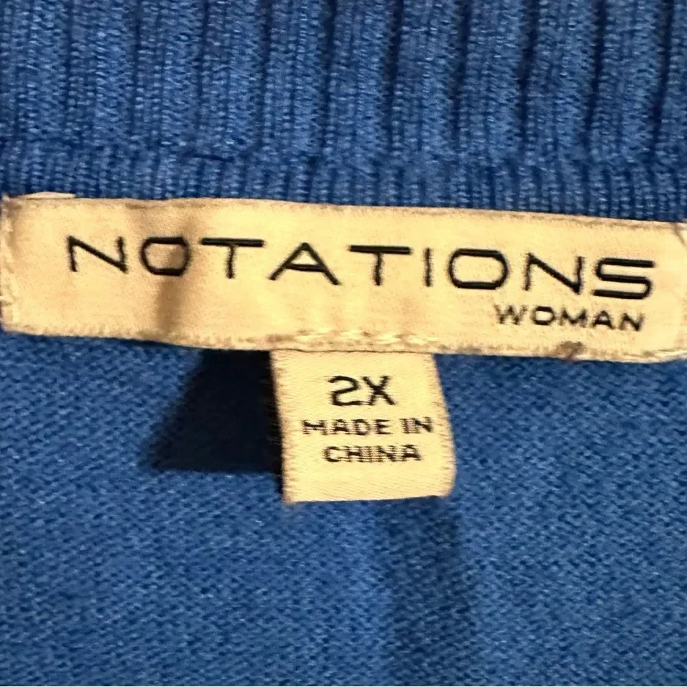 Notations cobalt blue fringe sweater size 2x. 3/4 Sleeves.